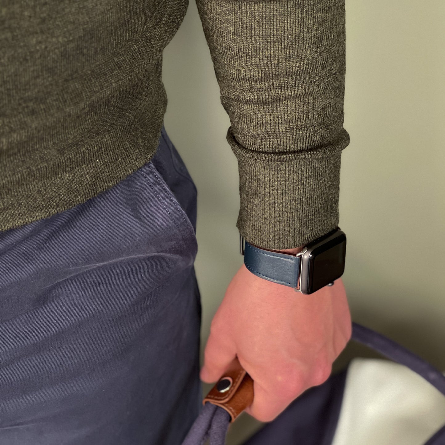 Premium Läderarmband Till Apple Watch - Blå