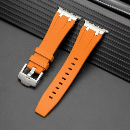 Premium silikonarmband till Apple Watch - Orange med silver