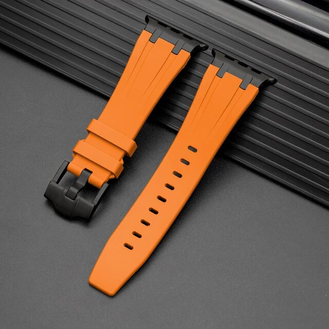 Premium silikonarmband till Apple Watch - Orange med svart