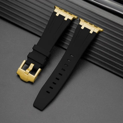 Premium silikonarmband till Apple Watch - Svart med guld