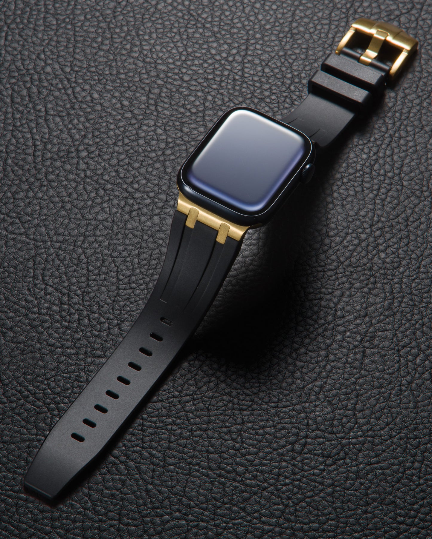 Black band for Apple Watch with Gold Pin Buckle