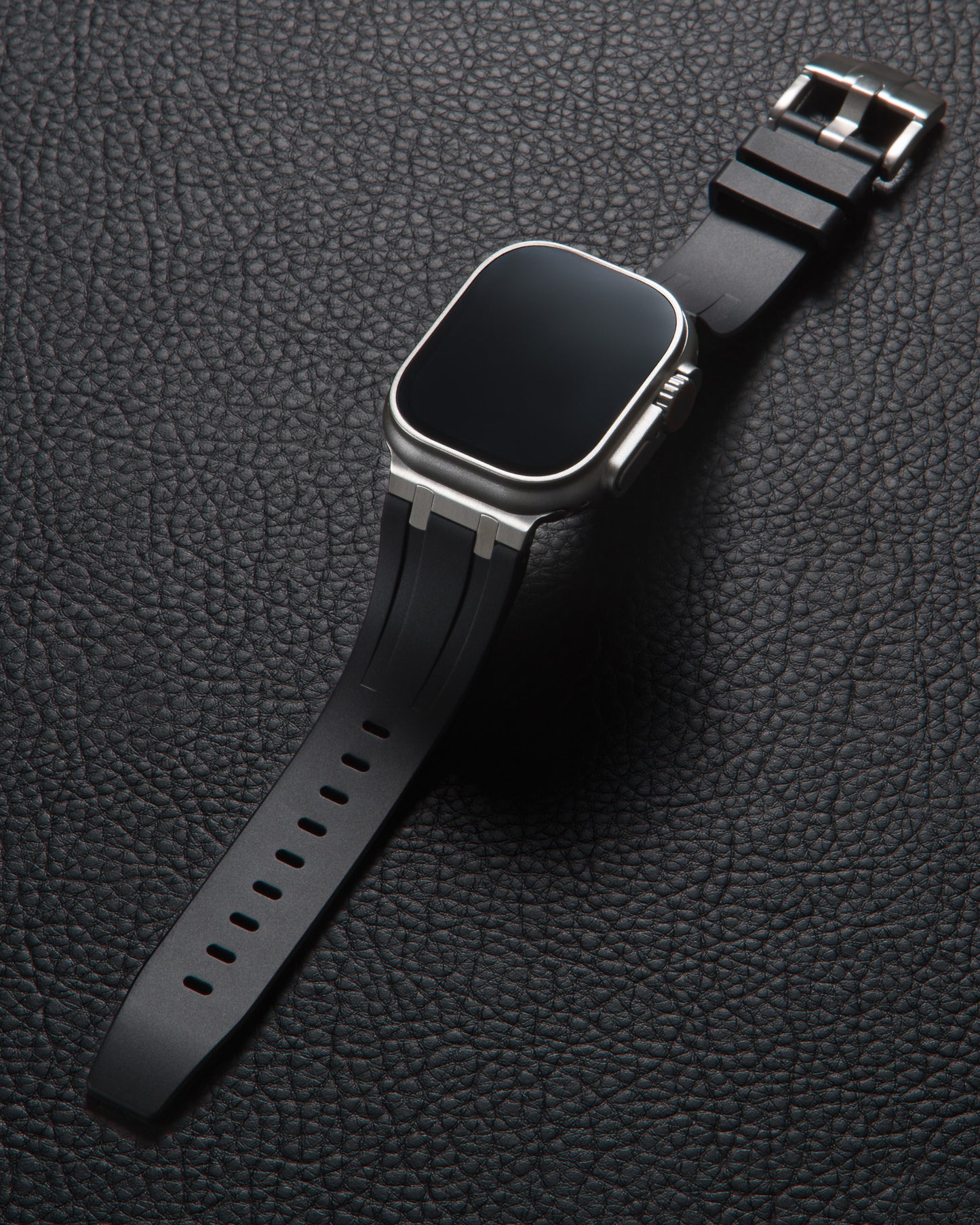 Black band for Apple Watch with Silver Pin Buckle