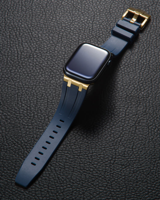 Navy Blue Band for Apple Watch with Gold Pin Buckle