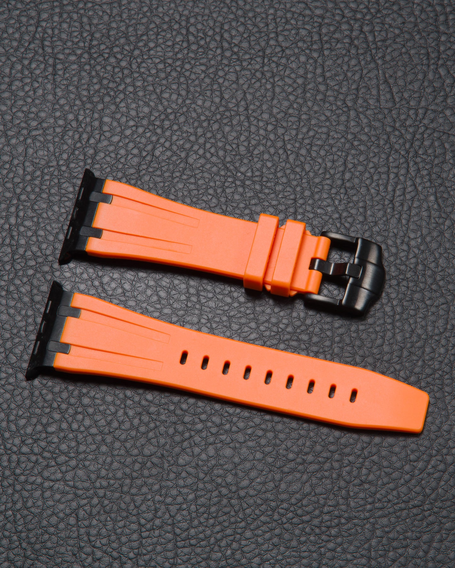 Premium silikonarmband till Apple Watch - Orange med svart