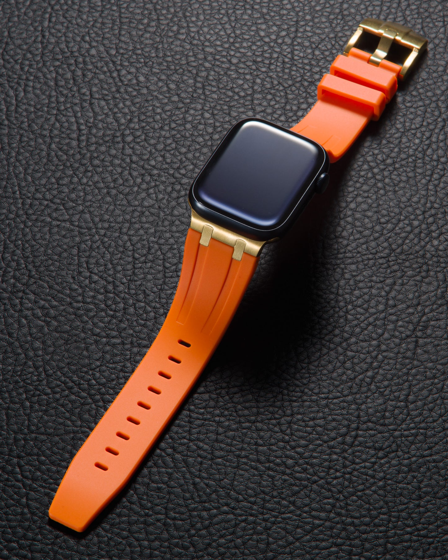 Orange band for Apple Watch with Gold Pin Buckle