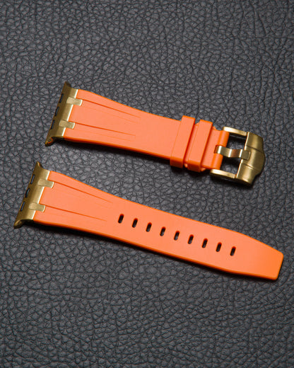 Band for Apple Watch Orange with Gold details