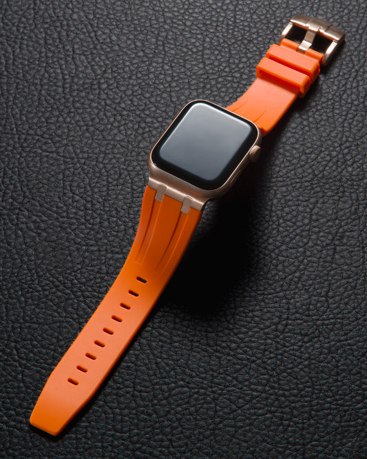 Orange band for Apple Watch with Rose Gold Pin Buckle