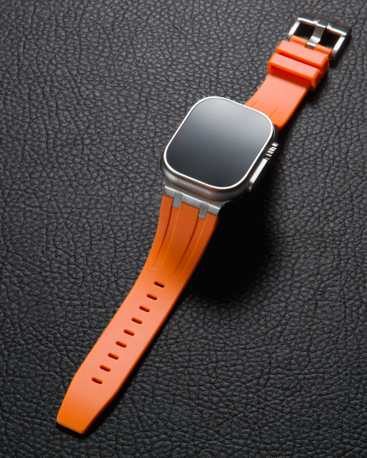 Orange band for Apple Watch with Silver Pin Buckle