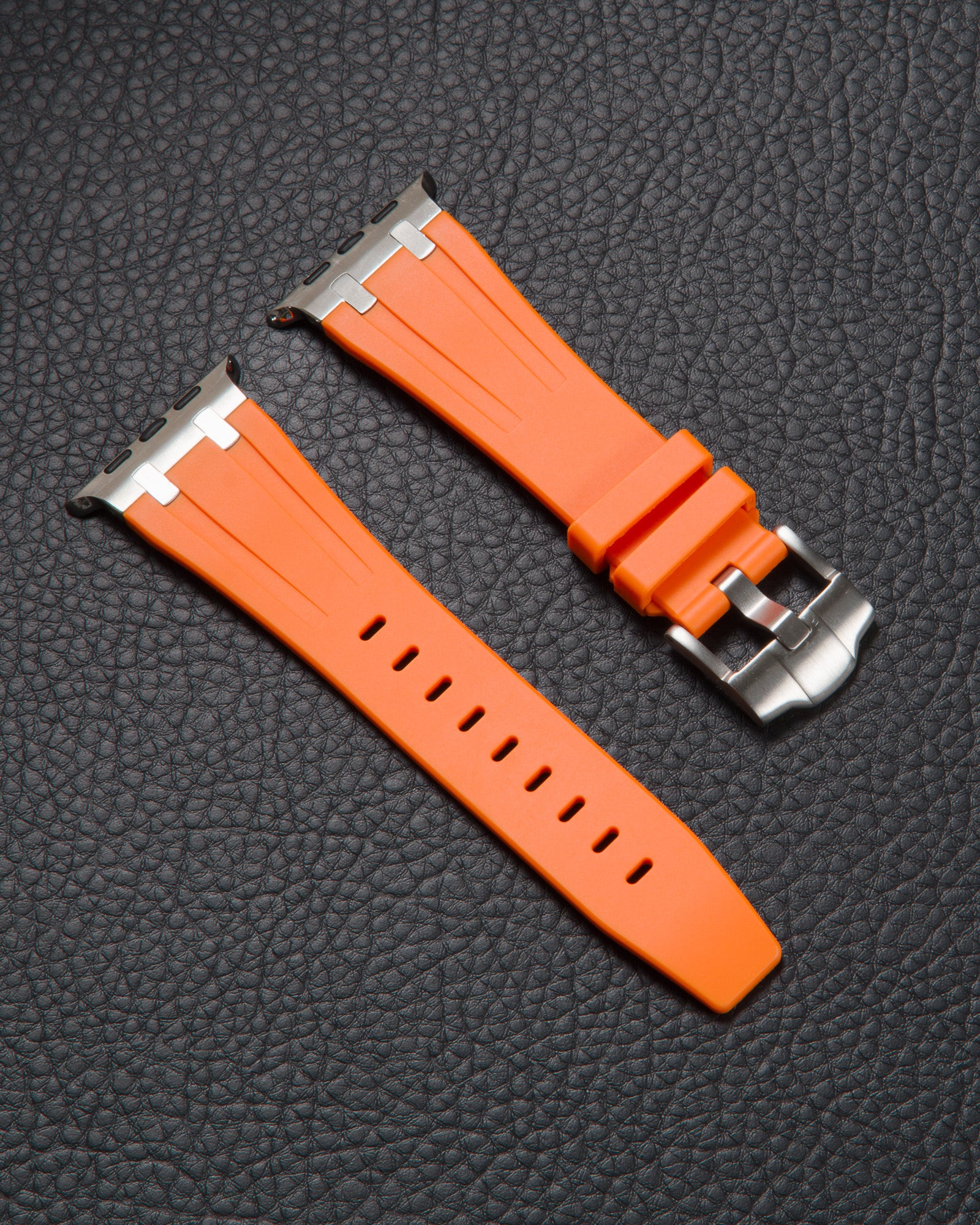 Band for Apple Watch Orange with Silver details