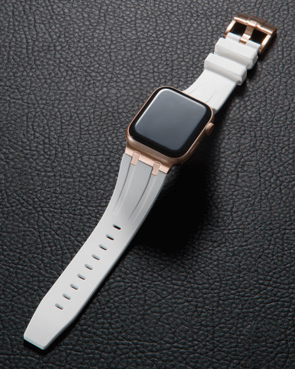 White band for Apple Watch with Rose Gold Pin Buckle