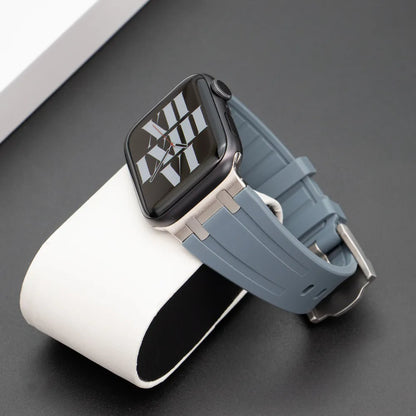 Premium silikonarmband till Apple Watch - Grå med silver