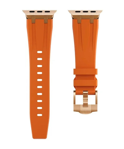 Premium silikonarmband till Apple Watch - Orange med roséguld 