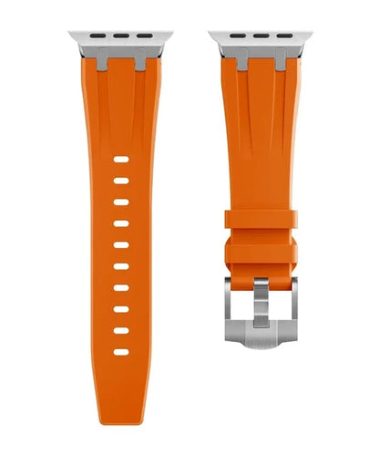 Premium silikonarmband till Apple Watch - Orange med silver